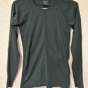 Athleta Forest Green Perforated Long Sleeve Tee